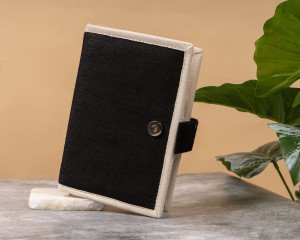 Compact Juco ( jute + cotton )Travel Wallet with Magnet Button Closure - Ideal for Organizing ATM Cards, Cash, Passport, Pen, and More