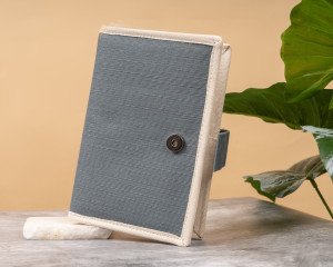 Compact Juco ( jute + cotton )Travel Wallet with Magnet Button Closure - Ideal for Organizing ATM Cards, Cash, Passport, Pen, and More