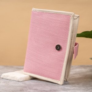 Compact Juco ( jute + cotton )Travel Wallet with Magnet Button Closure - Ideal for Organizing ATM Cards, Cash, Passport, Pen, and More