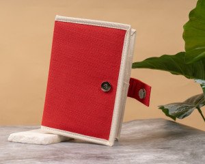 Compact Juco ( jute + cotton )Travel Wallet with Magnet Button Closure - Ideal for Organizing ATM Cards, Cash, Passport, Pen, and More