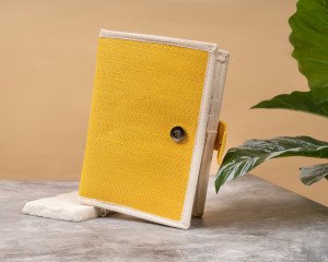 Compact Juco ( jute + cotton )Travel Wallet with Magnet Button Closure - Ideal for Organizing ATM Cards, Cash, Passport, Pen, and More